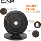 CAP Barbell 2-Inch Olympic Bumper Plate Weight Set with 6 Post Rack | 100-370 lbs | Multiple Options