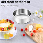 Leonyo 6 Inch Round Cake Pans Set of 3, Stainless Steel Round Layer Cake Baking Pans, Metal Baking Tins for Wedding Birthday, Even Heating, Non Toxic & Healthy, Heavy-Duty, Dishwasher