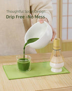 ZENS Matcha Whisk Set, 5pcs Matcha Kit Set Includes Ceramic Bowl, Bamboo Whisk and Chasen Holder, Scoop & Tea Mat，Matcha Tea ceremony Gift for Matcha Lovers, White