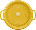 Staub Cast Iron Round Cocotte, Dutch Oven, 7-quart, serves 7-8, Made in France, Citron