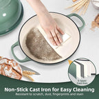 Davivy 5.5QT Sourdough Dutch Oven with Lid, 10" Round Cast Iron Bread Pan with Lid, Enameled Bread Baking Cloche, Dutch Oven for Sourdough Bread Baking, with Silicone Oven Mitts - Sea Salt Green