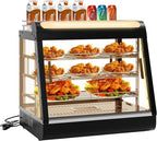 Whalefall Countertop Food Warmer with top Holder, 27 inch Commercial Food Warming Cabinet, tri-Color Lighting, w/Thermometer and Adjustable Thermostat for Cafeteria Kitchens Restaurants