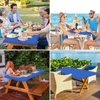 homing Square Table Cloth Cover, Waterproof Polyester Elastic Fitted Tablecloth, Washable Table Protector for Picnic, Camping, Outdoor (Blue, 34" x 34")