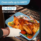9x13 Baking Pan Set of 2, Nonstick 13 x 9 Cake Pan for Oven, Deep Rectangle Pan for Brownies, Lasagna, Roasting, Blue Carbon Steel Bakeware Gift