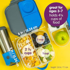b.box Mini Lunch Box, Bento Box for Kids, Snack Container with 2 Leak Proof Compartments, Reusable Snack Containers with Lids, Kids Lunch Boxes Ages 3+, BPA Free, 4 1/4 Cup Capacity (Lemon Sherbet)