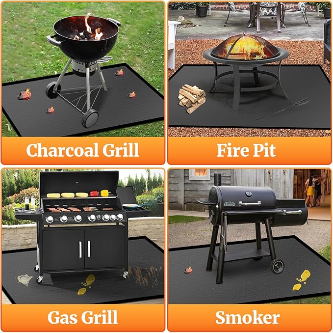 42 X 24 inches Hearth Rugs for Fireplaces Fire Resistant / Gas Grill Splatter Mat Fireproof Waterproof Oil-Proof, Fireproof Mat Heat Resistant BBQ Floor Mat Protect Mat Floor Protective Rug Reusable