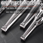 Stainless Steel Kitchen Tong Set - Anti-Slip Heat-Resistant Grip, Widened 3-Line Slotted Heads for Easy Clamping (Steaks, BBQ, Pasta, Salads), Easy Clean for Versatile Use Set of 3-9", Silver