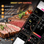 Meat Thermometer Wireless with 2 Probes, 800FT Bluetooth Digital Thermometer with Smart APP, Temp Precise Improved by 100%, Instant Read Food Thermometer with Alerts for Oven Smoker BBQ Grill
