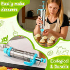 Novano Dessert Decorating Syringe Set, Frosting Piping Kit Stainless Steels Cake Decorating Kit with 6 Piping Tips & 9 silicone cupcakes, Cupcake Decorating Kit Piping Bags and Tips Set