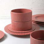 Christian Siriano Lusso 32-Piece Dinnerware Set Stoneware, Redwood