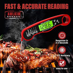 Digital Meat Thermometer for Cooking - IP67 Waterproof Kitchen Thermometer with Backlight and Hold, Fast Instant Read Thermometer, Candy Making, Outside Grill, Stocking Stuffers for Men-2 Pack