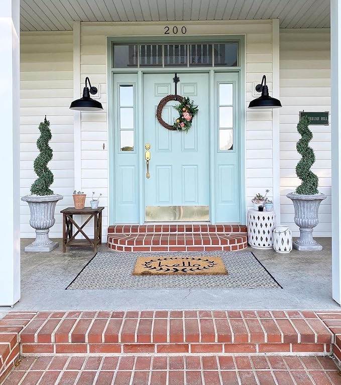 Steel Lighting Co. Gardena Barn Light | Outdoor Wall Mounted | 16" Dome | 11" Gooseneck | Farmhouse Light Made in America | Hunter Green Exterior/Brass Interior