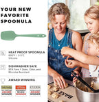 DI ORO Silicone Spoon Spatula - 600°F Heat-Resistant Large Silicone Spoonula Scraper - BPA Free Nonstick Cookware Safe Rubber Kitchen Utensil for Baking, Cooking, & Mixing - Dishwasher Safe (Sage)