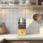 Knife Set with Block, Japanese 15 PCS Ultra Sharp Ktichen Knives Set, High Carbon Stainless Steel Knife Block Set with Sharpener, Professional Knives with Ergonomic Handle for Home Chefs