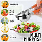 Zulay Kitchen Lemon Squeezer Stainless Steel with Premium Heavy Duty Solid Metal Squeezer Bowl and Food Grade Silicone Handles - Large Manual Citrus Press Juicer and SS Lime Squeezer (Orange)
