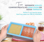 Silicone Freezer Trays with Lid,2-cup Soup Freezer Container large Ice Cube Molds with Reinforced Steel Ring Top for freezing Soup Sauce Broth Leftovers oven Dishwasher -Safe (black)