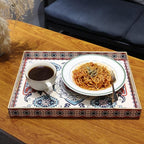 Rectangle Plastic Serving Tray with Handles, Elegant Decorative Tray for Coffee Table, Ottoman, Living Room, Kitchen, Outdoor Use. 12"*16"*1.6" C