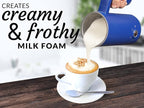 Zulay Milk Frother Electric Heater (10oz/300ml) - Automatic 4-in-1 Function Milk Steamer For Hot & Cold - Stainless Steel Electric Milk Frother For Latte, Cappuccino Hot Chocolate 120V - Sky Blue
