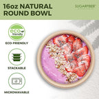 [125 Count]Harvest Pack Compostable Paper Bowls, 16oz PFAS FREE Round Biodegradable Bowl, Heavy-Duty Eco-Friendly Disposable, Sugarcane Bagasse Natural plant fibers Takeout, Alternative to Plastic