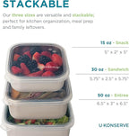 U Konserve Stainless Steel Food Storage Bento Box Container, Leak Proof Silicone Lid Dishwasher Safe - Plastic Free (30oz Clear)