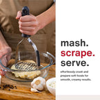 Zyliss Stainless Steel Potato Masher - Food Smasher for Potatoes, Avocados & More - Home Kitchen Essentials & Accessories - Manual Potato Masher Tool - Dishwasher-Safe Vegetable Masher - Grey