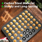 Beasea Mini Muffin Pan 48 Cups Nonstick, 1 Pack 48 Mini Small Tiny Cup Non Stick Muffin Baking Pan Tin Tray Carbon Steel Bakeware Individual Cupcake Baking Pan - Black
