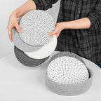 8" Trivets for Hot Dishes, Hot pots and Pans,6 Heat Resistant Hot Pads and Storage Basket 1 Pack,Pot Holders for Kitchen, Hot Plate Mats for Kitchen Countertops