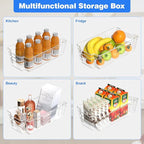 Clear Refrigerator Storage Bins, 8-Piece Set, Stackable Kitchen Organizer Containers for Fridge and Pantry (Clear 8 Pack-12.4"*6.1"*3.4")
