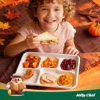 JOLLY CHEF Compostable 𝟱 Compartment Paper Plates 10*8.25*1 𝗶𝗻𝗰𝗵 [𝟭𝟮𝟱 𝗣𝗮𝗰𝗸] Small Heavy Duty Divided Disposable White Eco-Friendly Biodegradable Food Tray for School Lunch Thanksgiving Day
