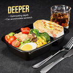 Glotoch Express 300 Pack 32oz Black 2 Compartment Square Meal Prep Containers, Food Storage Containers with Lids for Microwave Dishwasher Freezer Safe