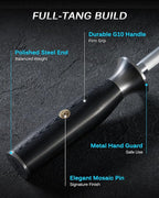 KYOKU 10 in. Honing Steel, Shogun Series Honing Rod with G10 Fiberglass Handle & Metal Hand Guard, Full Tang Knife Sharpener Rod, Sharpening Steel Knife Sharpener for Rolled Knife Edges with Gift Box