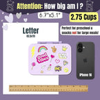 BEARFOOT Kids Lunch Box with Compartments – Compact & Lightweight | Leak-Proof, BPA-Free, Dishwasher & Microwave Safe | Hand-Drawn Design for Preschool, School, Travel (Sticker Purple, 2.75 Cups)