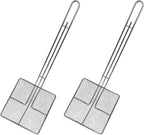 Wire Mesh Strainer with Long Handle | 2-Pack | 6.5" Square Frying Spoon | Cooking Oil Strainer for Deep Fryer & Professional Restaurant Use | Commercial Grease Skimmer