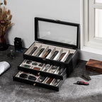 Knife Display Case, 3-Layer Pocket Knife Case Display & Storage Knives, Solid Wood Knife Case for Collections, Gift for Boyfriend Fathers Day Birthday Gifts(Black)