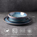 AmorArc Ceramic Dinnerware Sets,Handmade Reactive Glaze Stoneware Plates and Bowls Set,Highly Scratch Resistant | Dishwasher & Microwave Safe Dishes set,Service for 6 (18pc)