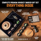 Whiskey Smoker Kit with Torch and Old Fashioned Syrup - 8 Flavors Wood Chips - Bourbon Gifts for Men, Cocktail Smoker kit - USA Oak Smoke Lid (No Butane)