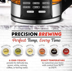 Gourmia Electric Programmable Glass Kettle – 1.7L Temperature Control Tea & Coffee Kettle with Digital Touch Display, 6 Presets, Keep Warm, Removable Stainless Steel Infuser, 360° Swivel Base – Green