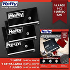 Hefty MAX Shrink-Pak Vacuum Storage Bags Combo Pack – Max Strength Tear-Proof Bags For Clothes, Pillows, Towels, Blankets & More – Space Saver Suction Sealer Bags for Home– 1 Large, 1 XL, 1 Jumbo