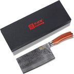 SUNLONG Meat Cleaver 7 inch Chinese Vegetable Cleaver -Japanese Hammered Damascus Steel-Bloodwood Handle