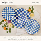 MACKENZIE-CHILDS Enamel Charger Plate, Charger Decoration for Dinner Plates or Home Decor, 12 Inches, Blue-and-White Royal Check, Set of 1