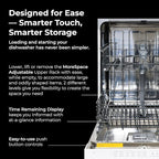 Kenmore 24" Built-in Stainless Steel Tub Dishwasher EasyFlex 3rd, SmartWash, UltraWash Plus, TurboDry, and MoreSpace Adjustable Rack, Energy Star Certified, White