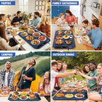 Electric Warming Tray, Portable Silicone Food Warming Mat, Versatile Full Surface Heating Food Warmer with 7 Level Temperature and 6 Hours Timer for Home Dinner, Parties and Buffets (Blue)