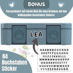 BEARFOOT Kids Lunch Box with Compartments – Compact & Lightweight | Leak-Proof, BPA-Free, Dishwasher & Microwave Safe | Hand-Drawn Design for Preschool, School, Travel (Dog & Cat Blue, 2.75 Cups)