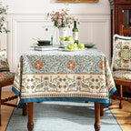 patdrea Designer French Linen Blue Tablecloth for Rectangle Table,Vintage Floral Table Cloth,Colorful Decoration Fall Cover Kitchen Dining for Thanksgiving,Tea Party,Christmas,67"x118"-Wensel