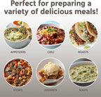 COOK WITH COLOR 2QT Mini Electric Round Slow Cooker - Adjustable Settings, Removable Stoneware Pot, Tempered Glass Lid, Dishwasher Safe, Cool-Touch Side Handles, Greige