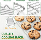 19.6 Inch Baking Sheet Pan with Rack Set, Joyfair Stainless Steel Toaster Oven Pans Tray & Cooling Racks for Cookie/Jelly Roll/Bacon/Meat, Commercial Metal & Rust-free, Dishwasher Safe