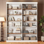 70.8" Tall Farmhouse Kitchen Pantry Cabinet, Modular Storage Cabinet with 6-Tier Adjustable Shelves, White, Wooden Hutch for Living Room, Kitchen, Set of 4