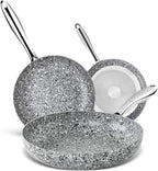 MICHELANGELO Frying Pans Set with 100% APEO & PFOA-Free Stone Non Stick Coating, Granite Skillet Set, Nonstick Skillets 3 Pcs,8/9.5/11 inch