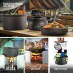 Camping Cookware Set - 19-Piece Lightweight Backpacking Cookware with Pots, Pans, Utensils - Compact Outdoor Cooking Kit for Camping, Hiking, Backpacking & Survival