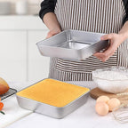 LIANYU 2 Pack 8 x 8 Inch Square Cake Pan, Stainless Steel Baking Lasagna Brownie Bread Pan, Square Bakeware for Birthday Party Wedding, Oven & Dishwasher Safe